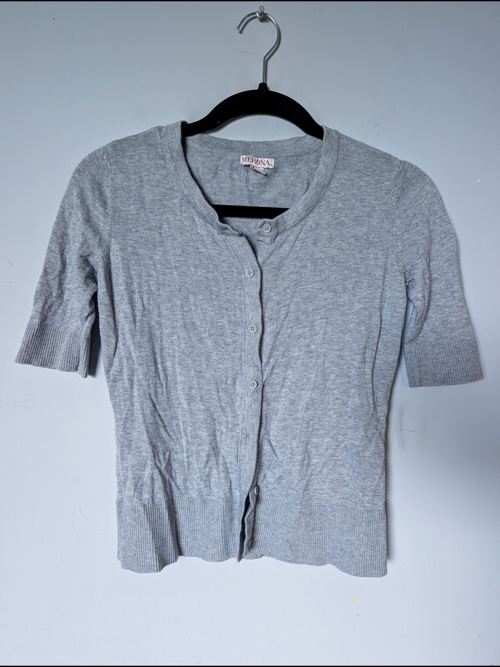 Merona Gray Short Sleeve Button-Up Cardigan